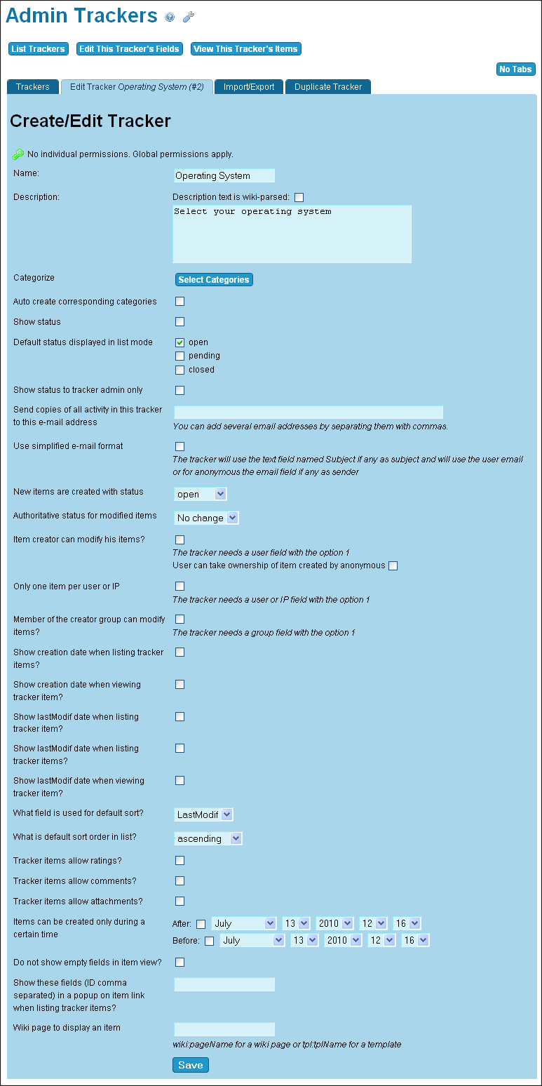 Admin Trackers