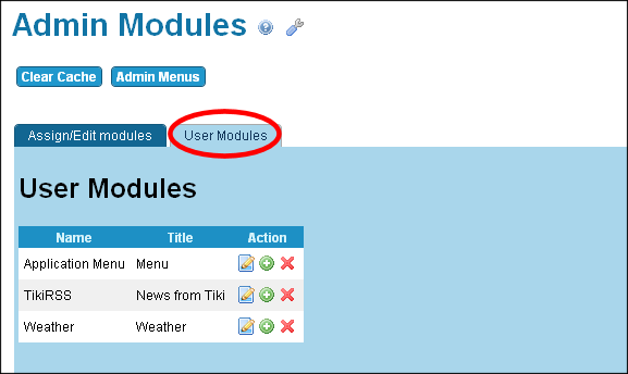 Admin: Modules
