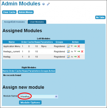 Admin modules