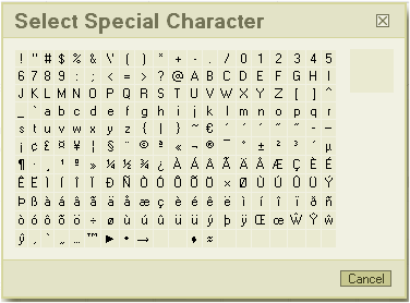 Select Special Characters