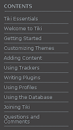 Contents menu