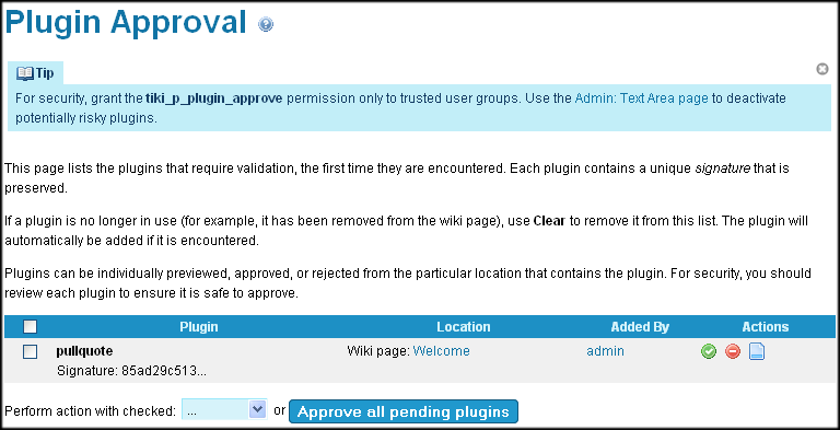 Plugin approval