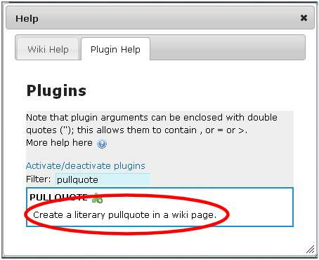 Plugin help