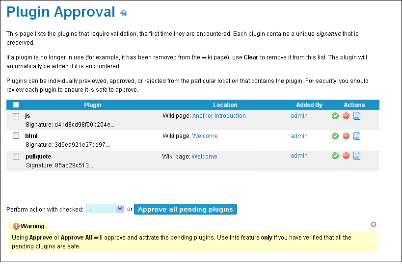 Plugin approval