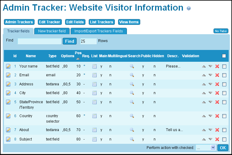 Tracker fields